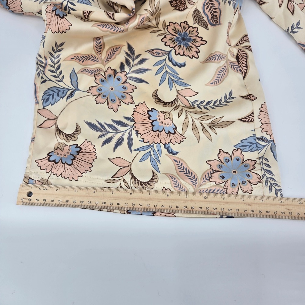 House of Harlow 1960 Floral Wide Leg Pants XL Cream Pink Blue‎ Boho Whimsigoth - Picture 13 of 14